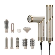 五合一熱風梳吹風機 多功能便攜設計, 金色五合一, 美規 110 - 127V 帶漏保