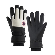 冬季滑雪手套 男女戶外騎行保暖加絨加厚防水防滑防風手套 機車騎士手套, 滑雪特價款:女黑白,均碼