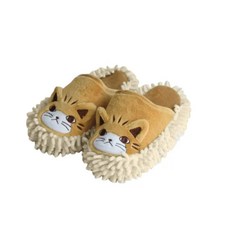 FABFAB Mop Slipper 掃地拖鞋 超細纖維, 1個, 棕色貓咪, 棕色貓咪