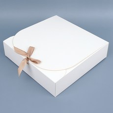 접이식 대형 납작사각 무지 선물상자 포장 답례품 쿠키 리본선물상자, 5개, 화이트