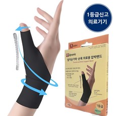1등급신고 의료용 큐로닉 초박형 엄지손가락 손목보호대 건초염 터널증후군 얇은 데일리 스프링 압박밴드, 1개