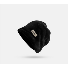 KIZLANC冬季保暖仿毛絨帽，時尚簡約純色針織帽，滑雪登山保暖帽，柔軟舒適，百搭有型, 黑色, 1個