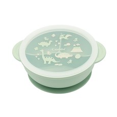 日本 Combi 康貝 鉑金矽膠學習吸盤碗, 恐龍(綠色), 1個