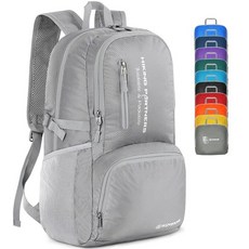 ZOMAKE 경량 패커블 백팩 35L 접이식 하이킹 백팩 방수 데이팩 여행용 (실버 그레이), 실버 그레이, 1개