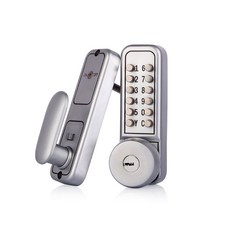 東方儲運 機械密碼門鎖 機械密碼鎖 家用玻璃門密碼鎖 戶外斷橋鋁門鎖, 4三代銀色（門厚3-6公分）