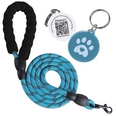 포덕트 빛반사 리드줄+태그 세트, 1세트, 블루