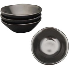 매트 세라믹 디핑 소스 요리 블랙 스시 간장 그릇 에피타이저 접시와 불규칙한 가장자리 반찬 주방 가정용 집들이용블랙, 1개