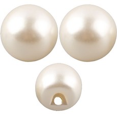 진주단추 14mm 터널형 진주알 진주콩, 1봉, 진주터널콩단추14mm(아이15개)