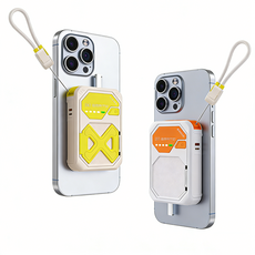 Y37 行動電源 自帶線 口袋型Type-C充電寶 蘋果安卓通用 快充無線充電, 橙黃色, 多功能行動電源