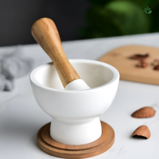 도자기 절구 가정용 깨 갈이 미니 절구통 세트 화이트