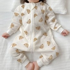 兒童睡衣長袖純棉連身睡衣寶寶睡袋夏季薄款紗布純棉春秋嬰兒分腿防踢男童女童兒童連體睡衣兒童秋款連體身家居服