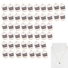 ZGGAZCA 주얼리 제작용 커피 참 50개 에나멜 골든 미니 컵 참 댕글 비즈 DIY 공예 액세서리 컵 팔찌 목걸이 및 귀걸이용 138351, ZGGAZCA 주얼리 제작용 커피 참 50개, 에나멜