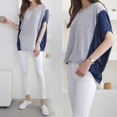 임부복 위쉬몰 모닝배색가오리롱반팔 빅사이즈 오버 E028H210