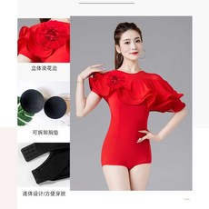 모던 댄스 상의 라틴 왈츠 라운드넥 점프수트