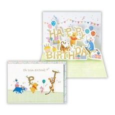 莫莫日貨 日本原裝 hallmark 正版 小熊維尼立體生日卡片 維尼跳跳虎小豬造型 祝福卡片, 1個