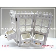 House傢飾 zakka南法田園鄉村風格舊Loft工業風 三片式柵欄屏風造型花器 花架-白