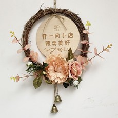 營業中掛牌網紅仿真花營業中歡迎光臨掛牌創意藤花環掛式店鋪裝飾個性定製, 30TH011秋
