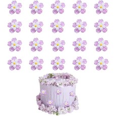 Etwgbaby 벚꽃 컵케이크 토퍼 벚꽃 케이크 장식 피크 핑크 꽃 신부 약혼 베이비 샤워 생일 파티 장식 용품 20개 (핑크), 퍼플