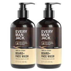 Every Man Jack Beard + Face Wash - 바닐라 & 삼나무 향 수염과 피부를 깨끗하게 하고 부드럽게 합니다 알로에와 글리세린으로 천연 유래 198.1ml(, 1)바닐라  삼나무
