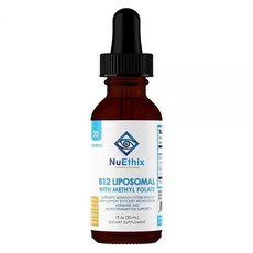 NuEthix Formulations B12 리포솜 메틸 엽산 식이 보충제 최적의 신진 대사를 지원하는 생체 활성 비타민 B 30회 분량, NuEthix Formulations B12 리포솜,, 30ml, 1개