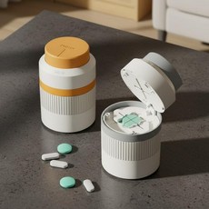 U338 알약 커팅기 휴대용 약가위 분쇄기 약통 케이스, 1개, 알약커팅기U338 그레이