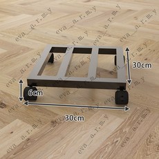 長方形移動花盆托盤 花架 花盆架 置物架 客廳落地式 可移動 鐵藝花架 萬向輪 陽台花盆, 1個, 方形30*30CM 黑色【靜音剎車萬嚮輪