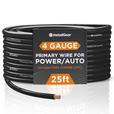 INSTALLGEAR 14 게이지 OFC 기본 원격 와이어 100피트 - 검은색 자동차 스피커용 스피커 케이블 스테레오 홈 시어터 서라운드 사운드 라디오 실외, 4 Gauge