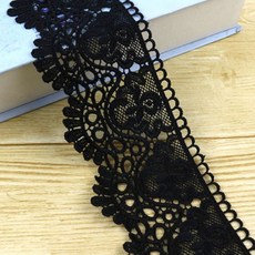레이스 원단 옷 부자재 DIY 레이스 순면자수 도톰 A. 사이즈 1 블랙 폭 8cm 1미터, I. 2호 화이트폭 12cm 1.5미터