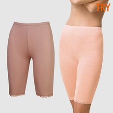 트라이 국산 여성내복바지 5부 리오셀 스판 보온내의 하의 레이스 스킨
