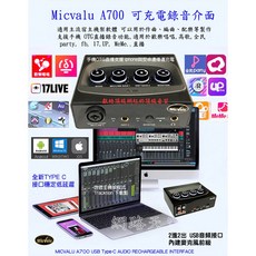 網路天空 Micvalu A700 錄音介面 音效卡 內放 ASIO 宿主機架 手機OTG直播 歡樂唱唱 高歌, 1個, A700音效卡(支援ASIO OTG ),不買麥克風