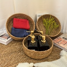 포초 직조 수납 바구니 테이블 정리 인테리어 장식 3종 세트, 1세트, 내추럴