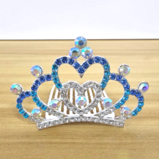 트루행센 티아라 왕관핀 머리핀 빗핀, 1개, 블루