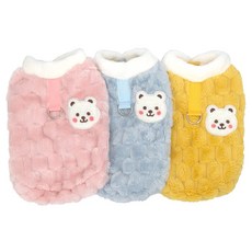 개인싸 강아지 플리스 하네스옷 곰돌이 털 벌집패턴 후리스 조끼 겨울 옷, 1개, 블루
