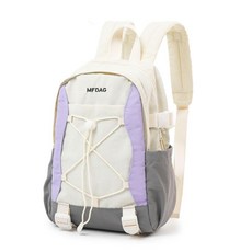 戶外撞色登山包 學生徒步揹包 潑水雙肩包 書包 大容量 電腦包 輕便耐髒, 灰配紫