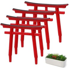 CALLARON 토리이 미니어처 4개 세트 수족관 오브제 일본식 일본 신사 전통 양식 수족관 장식 분재 이끼 테라리움 피규어 디오라마 레이아웃 장상 빨간색 내구성 PVC로 만든, 1개