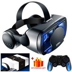 VR 호환 3d vr 헤드셋 스마트 가상 현실 안경 스마트 폰용 헬멧 컨트롤러가있는 7, 박스 9090 리모컨 포함, 1개
