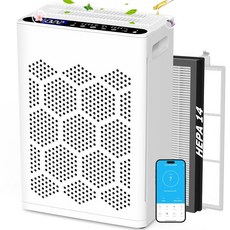 향기 스마트 WiFi 알렉사 제어 자동 모드 침실 기숙사 반려동물 사무실용 세탁 가능한 프리필터가, 1 White+2400 Sq ft+H14+App Con