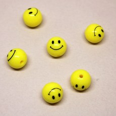 아크릴 스마일 비즈 원통 통과형 11mm 1개