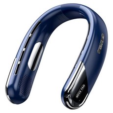 휴대용 목걸이 선풍기 10000MAH 미니 블레이드리스 쿨러 5단계 디스플레이 USB 충전식 디지털 넥밴드 LED 에어 무소음, Blue, 1