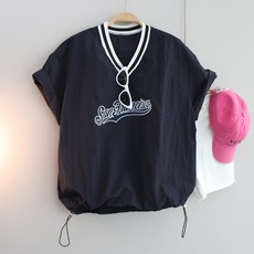 달콩 여성 빅사이즈 바스락 캐주얼 반팔티 샌프브이넥아노락반팔맨투맨