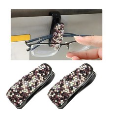 WEVDN 자동차 선바이저 여성용 클립 패션 홀더 선글라스 2개 행거 블링 안경 여아용, 퍼플 컬러풀