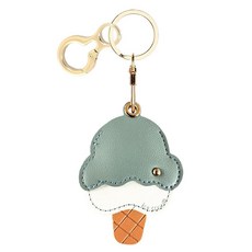 BORKUANA 에어태그와 호환되는 가죽 키체인 홀더 케이스 키링과 랜야드가 있는 귀여운 보호 커버 지갑 열쇠 가방 반려동물용 긁힘 방지 파인더 GPS 트래커 케이스(블, 아이스크림 C