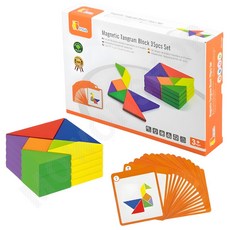 칠교판 자석 칠교 게임 놀이 도안 교재 블럭 조각 도형 퍼즐 세트 치매예방 치매예방게임, 1개