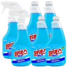 윈덱스 유리세정제 리필4+본품2 /유리창청소 창문세정제, 1개, 500ml