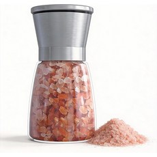 화려한 소금 & 후추 그라인더 세트 - 거칠기 조절이 가능한 리필 스테인리스 스틸 유리 향신료 밀 히말라야 또는 바다 신선한 향신료1팩에 적합합니다, Short, 1