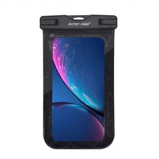 多重防護可觸控壓紋透明手機袋 IPX8 30米防水 7吋以下適用, 黑, 1個