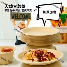 加硬加厚一次性盤子 無毒無異味 健康碗 甘蔗漿環保紙盤子 餐具 野餐會議茶歇加厚聚會露營燒烤硬, 1個