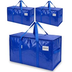 마마조아 오래쓰는 이사가방 이불가방 옷정리 수납함, 3개, 블루