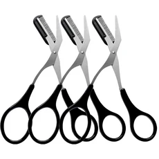 1/3개 눈썹 다듬기 도구 스테인레스 스틸 눈썹 족집게 가위 빗 면도기 미용 도구 세트, 기타, 02 scissors 3 pcs set