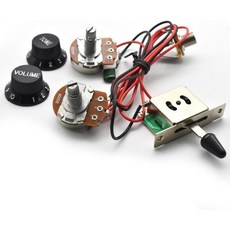 기타 배선 하니스 세트 프리와이어드 500K 대형 포트 5방향 스위치 키트 6.35 출력/블랙 노브 스트라토 일렉트릭 기타용 USA